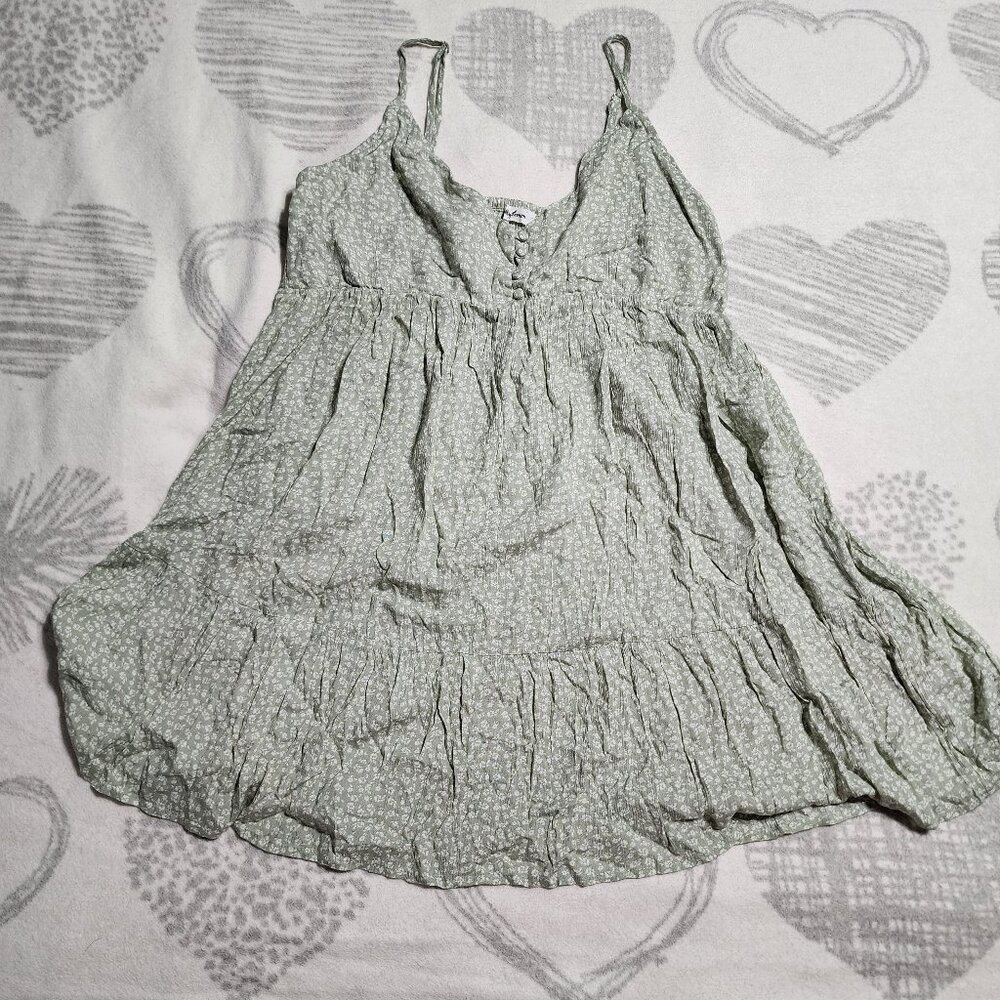 Salty Lemon Spaghetti Strap Tank Babydoll Green Dress‎ - Size S